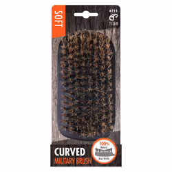 Titan Soft Curved Military Brush For Men All Hair Textures  1pc Natural Boar Bristles Wooden Handle Wooden Hair Brush