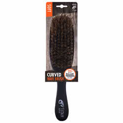 Titan Soft Curved Wave Brush For Men All Hair Textures - 1pc  Natural Boar Bristles Wooden Handle  Wooden Hair Brush