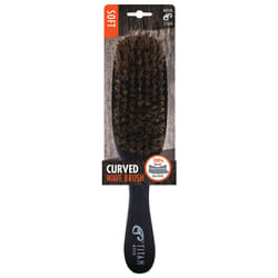 Titan Soft Curved Wave Brush For Men All Hair Textures - 1pc  Natural Boar Bristles Wooden Handle  Wooden Hair Brush