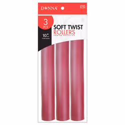 DONNA 10 Soft Twist Foam Rollers and Hair Styling Clips for Heatless Curls 1125D PLUM 3PCS