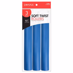 DONNA 10 Soft Twist Foam Curlers for Heatless Hairdressing Styling with Hair Clips 125D ROYAL BLUE 3PCS