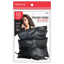 DONNA Satin Pillow Rollers Large 10pcs Foam Rollers for Heatless Hairdressing and Styling with Hair Clips  BLACK