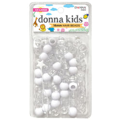 DONNA 16mm Plastic Hair Beads XXL Hair Beads for Kids DIY Hair Braiding Plastic Beads for Braid Hair 1pc Quick Beaders for Kids Hair Braids WHT CLR Mi