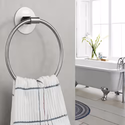 Self Adhesive Towel Ring,Towel Holder Brushed Stainless Steel Towel Holder for Bathroom Single Rod,Water and Rust Proof