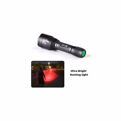 Red LED Torch 630nm Red Light Hunting Torch 283 Lumen Single Mode 256 Yard Tactical Torch for Night Vision, 3 Red LED Super Power Predator Light, IPX6