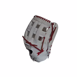 Miken Pro Series Slowpitch Softball Glove  13.5 inch  White/Red Laces