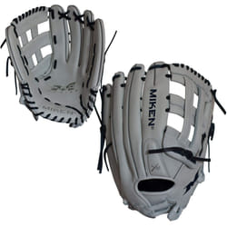 Miken Pro Series Slowpitch Softball Glove  14 inch  White/Blue Laces