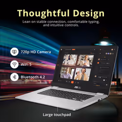 ASUS C523NA Chromebook 15.6'' HD Laptop  Intel Celeron N3350 Processor  4GB RAM  64GB eMMC Flash Memory  Intel HD Graphics  HD Webcam  Stereo Speakers