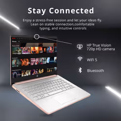HP Stream 14"" HD BrightView Laptop  Intel Celeron N4120  4GB RAM  64GB SSD  Intel HD Graphics  720p Webcam  1 Year Office 365  Gold  Win 11