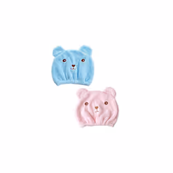 2 Pack Microfiber Hair Drying Cap Coral Fleece Super Soft Absorbent Cute Cartoon Dry Hair Hat