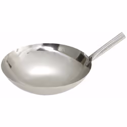 Winco Stainless Steel Wok with Riveted Joint Handle 16-Inch