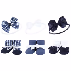 Hudson Baby 10408012_NAVYGINGHAM_ONESIZE, Hat, Socks, Female, Child, One Size