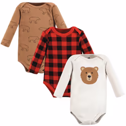 Hudson Baby Unisex Baby Cotton Long-Sleeve Bodysuits Brown Bear 3-Pack Newborn