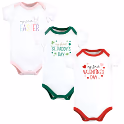 Hudson Baby 10112580_GIRLFIRSTVALENTINEEASTER_3-6M, Bodysuit, Female, 3-6 M, Baby (0 - 2 years)