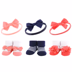 Hudson Baby 10413562_NAVYCORAL_ONESIZE, Hat, Socks, Female, Child, One Size