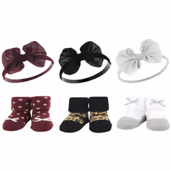 Hudson Baby 10713573_BURGUNDYLEOPARD_ONESIZE, Hat, Socks, Female, Child, One Size