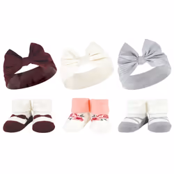 Hudson Baby 10713579_BURGUNDYGRAY_ONESIZE, Hat, Socks, Female, Child, One Size