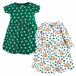 Hudson Baby baby girls Hudson Infant Girl Cotton Dresses St Patricks Rainbow 6-9 Months Casual Dress St Patricks Rainbow ...