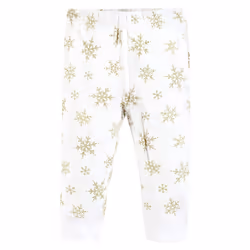 Hudson Baby Unisex Baby Cotton Pants and Leggings  Gold Snowflake  12-18 Months