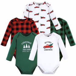 Hudson Baby 11115379_CHRISTMASTREE_12-18M, Bodysuit, Male, Long sleeve, 12-18 M, Baby (0 - 2 years)