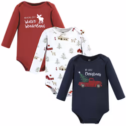 Hudson Baby 10118343_BOYHOLIDAYVILLAGE_6-9M baby bodysuit/one-piece