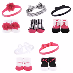 Hudson Baby 10118399_DKPINKBLACK_ONESIZE, Hat, Socks, Female, Child, One Size, 10 pc(s)