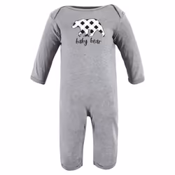 Hudson Baby Girls Unisex Cotton Coveralls  Bear Gray Black  6-9 Months  Baby Bear Gray Black  6-9 Months US