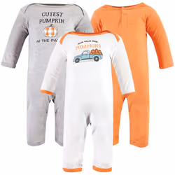 Hudson Baby Unisex Baby Cotton Coveralls  Pumpkin Truck  12-18 Months