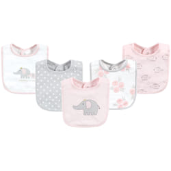 Hudson Baby 10519615_PINKGRAYELEPHANT_ONESIZE baby bib Cotton