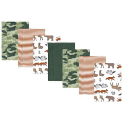 Hudson Baby Unisex Baby Cotton Flannel Burp Cloths  Animal Adventure 7 Pack  One Size