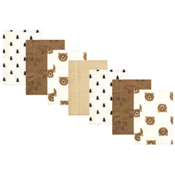 Hudson Baby Unisex Baby Cotton Flannel Burp Cloths  Brown Bear 7 Pack  One Size