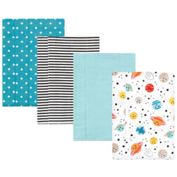Hudson Baby Unisex Baby Cotton Flannel Burp Cloths  Happy Planets 4 Pack  One Size