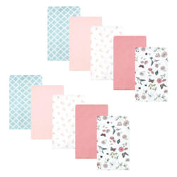 Hudson Baby Unisex Baby Cotton Flannel Burp Cloths  Hummingbird Garden 10 Pack  One Size