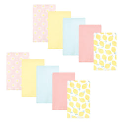 Hudson Baby Unisex Baby Cotton Flannel Burp Cloths  Lemon Daisy 10 Pack  One Size
