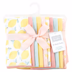 Hudson Baby Unisex Baby Cotton Flannel Burp Cloths  Lemon Daisy 10 Pack  One Size