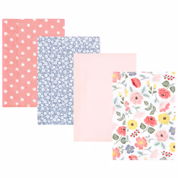Hudson Baby Unisex Baby Cotton Flannel Burp Cloths Modern Botanical 4 Pack One Size