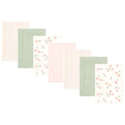 Hudson Baby Unisex Baby Cotton Flannel Burp Cloths  Pink Dainty Floral 7 Pack  One Size