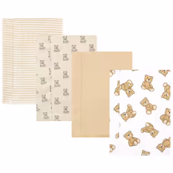 Hudson Baby Unisex Baby Cotton Flannel Burp Cloths  Teddy Bears 4 Pack  One Size