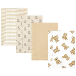 Hudson Baby Unisex Baby Cotton Flannel Burp Cloths  Teddy Bears 4 Pack  One Size