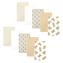Hudson Baby Unisex Baby Cotton Flannel Burp Cloths  Teddy Bears 10 Pack  One Size