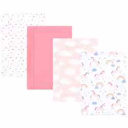 Hudson Baby Unisex Baby Cotton Flannel Burp Cloths  Unicorns Rainbows 4 Pack  One Size