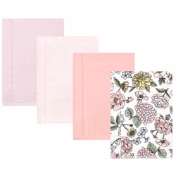 Hudson Baby Unisex Baby Cotton Flannel Burp Cloths  Vintage Blossom 4 Pack  One Size