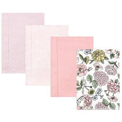 Hudson Baby Unisex Baby Cotton Flannel Burp Cloths  Vintage Blossom 4 Pack  One Size