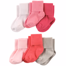 Luvable Friends 10726164_Coral_0-6, Baby (0 - 2 years), Female, 0-6 M, 6 pair(s)