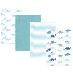 Hudson Baby Unisex Baby Cotton Flannel Burp Cloths  Soft Teal Dino  One Size