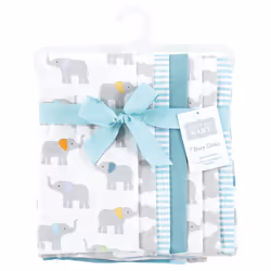 Hudson Baby Unisex Baby Flannel Burp Cloth 7pk  Teal Elephant  One Size