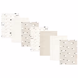 Hudson Baby Unisex Baby Flannel Burp Cloth 7pk  Taupe Sheep  One Size