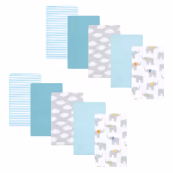 Hudson Baby Unisex Baby Flannel Burp Cloth 10pk  Teal Elephant  One Size