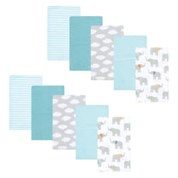 Hudson Baby Unisex Baby Flannel Burp Cloth 10pk  Teal Elephant  One Size