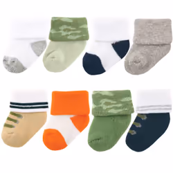 Luvable Friends 10728021_Camo, Baby (0 - 2 years), Male, 0-6 M, 8 pair(s)